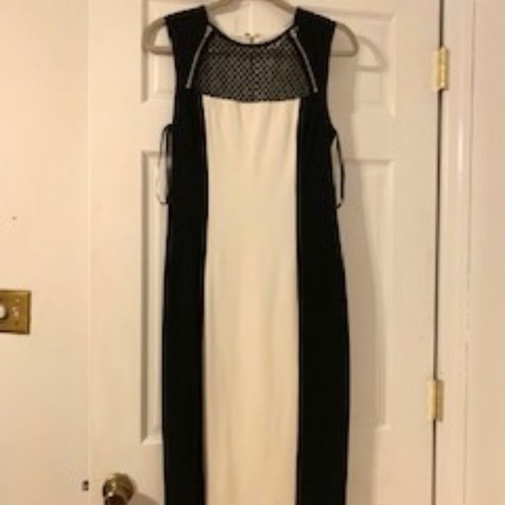 BEBE Color Block Black and White Bodycon Dress